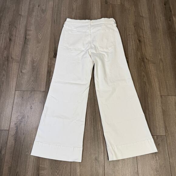 J.Crew 1996 Denim Trouser Jeans WMNS 29P White Hi-Rise Zip Fly Wide-leg Stretch - Picture 7 of 9